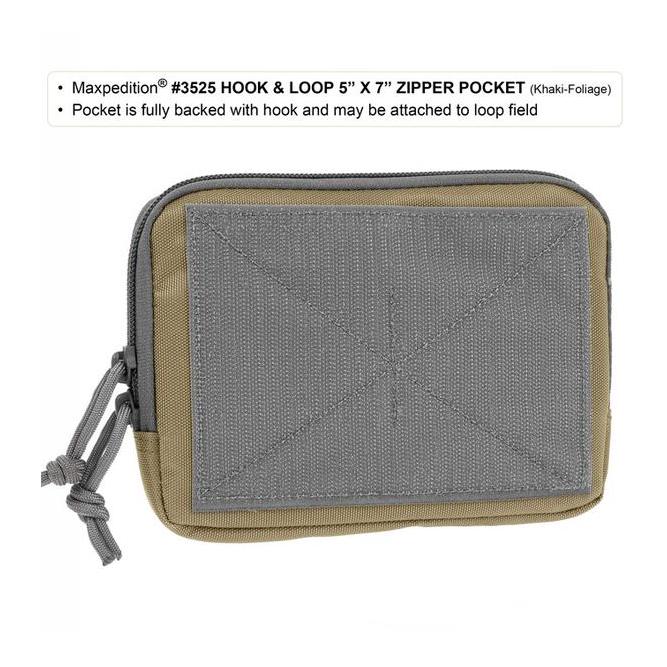 Hook & Loop 12.5cm x 17.5cm Zipper Pocket - Khaki / Foliage