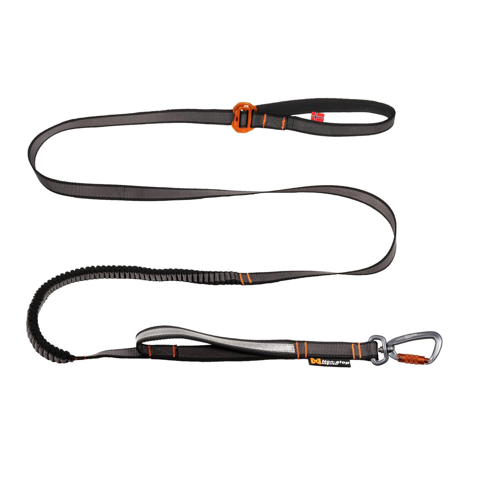 Non-stop Dogwear Hundeleine Touring Bungee Leash Adjustable - Black/Grey -