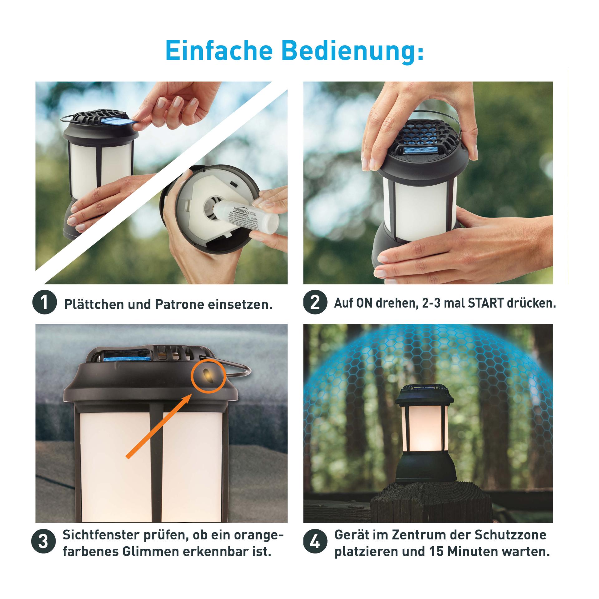 Mückenschutz Set: PSLL2 Laterne + 120Std Nachfüllpack