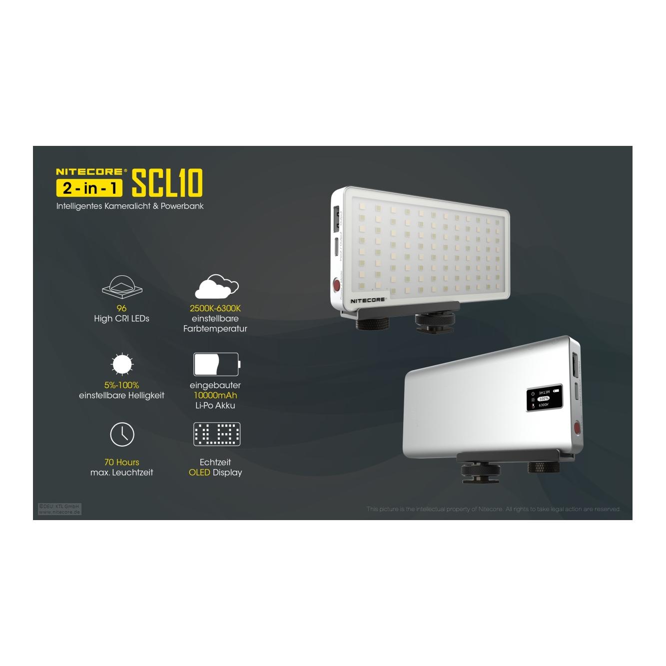 SCL10 Kameralicht inkl Powerbank 
