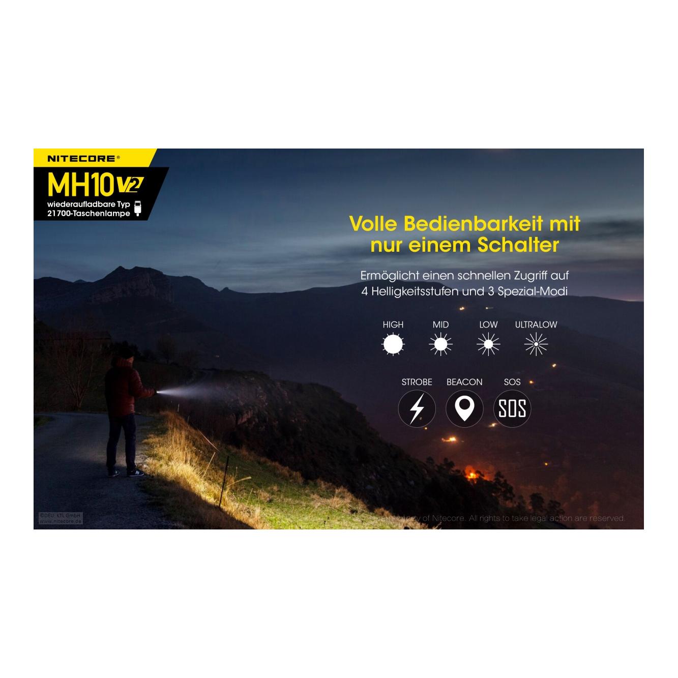 MH10 V2 Taschenlampe 1200 Lumen