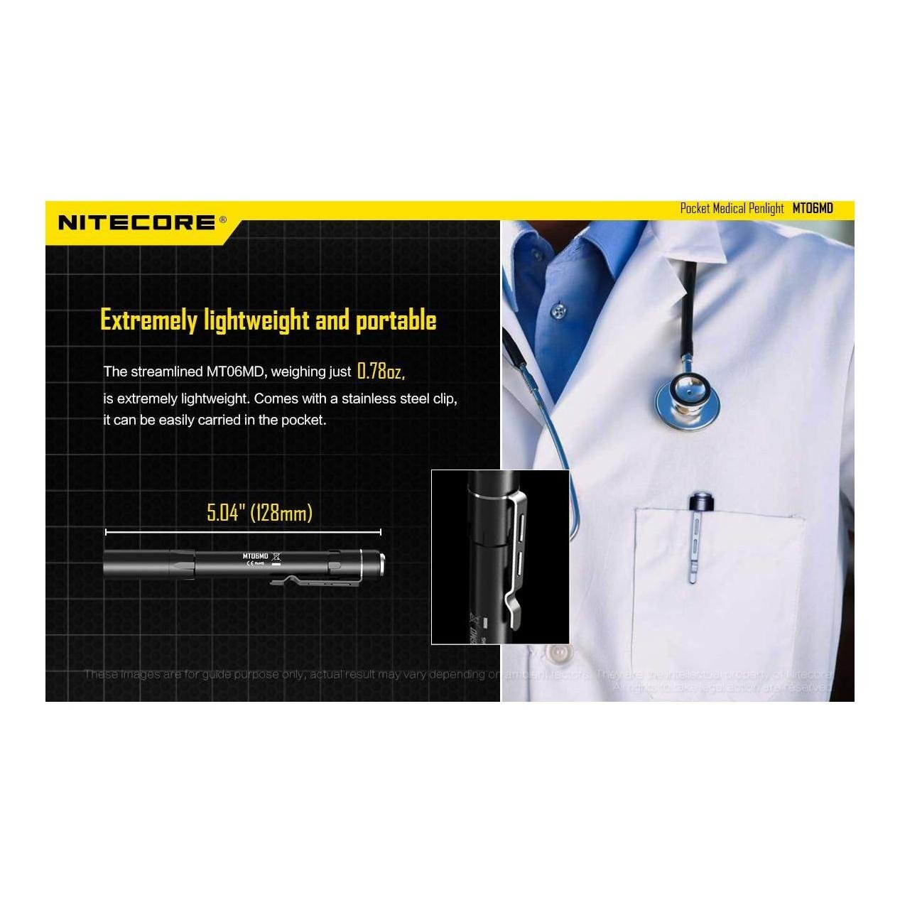 NITECORE-Stylo médical MT06MD, lampe de poche, premiers secours