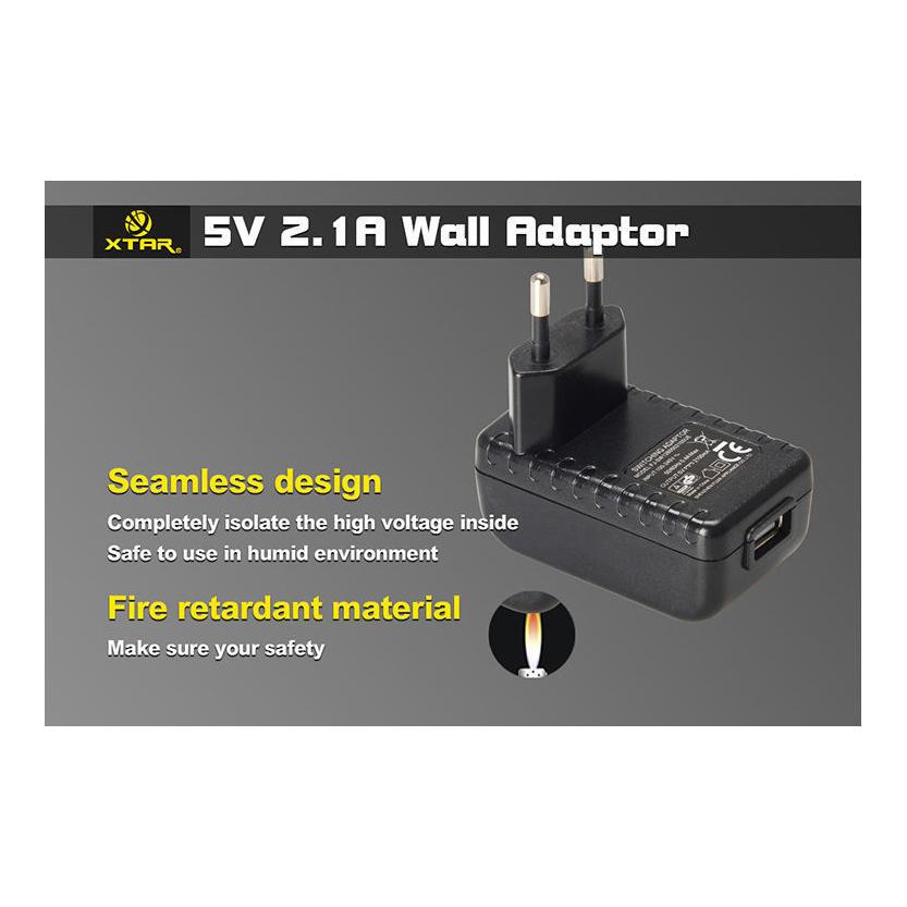 XTAR USB - Netz Adapter 5V / 2.1A (AA001) - Schwarz -