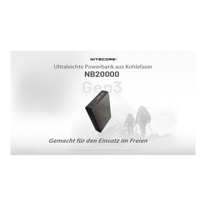 Nitecore Powerbank NB20000 Gen3 - 20000mAh Carbon