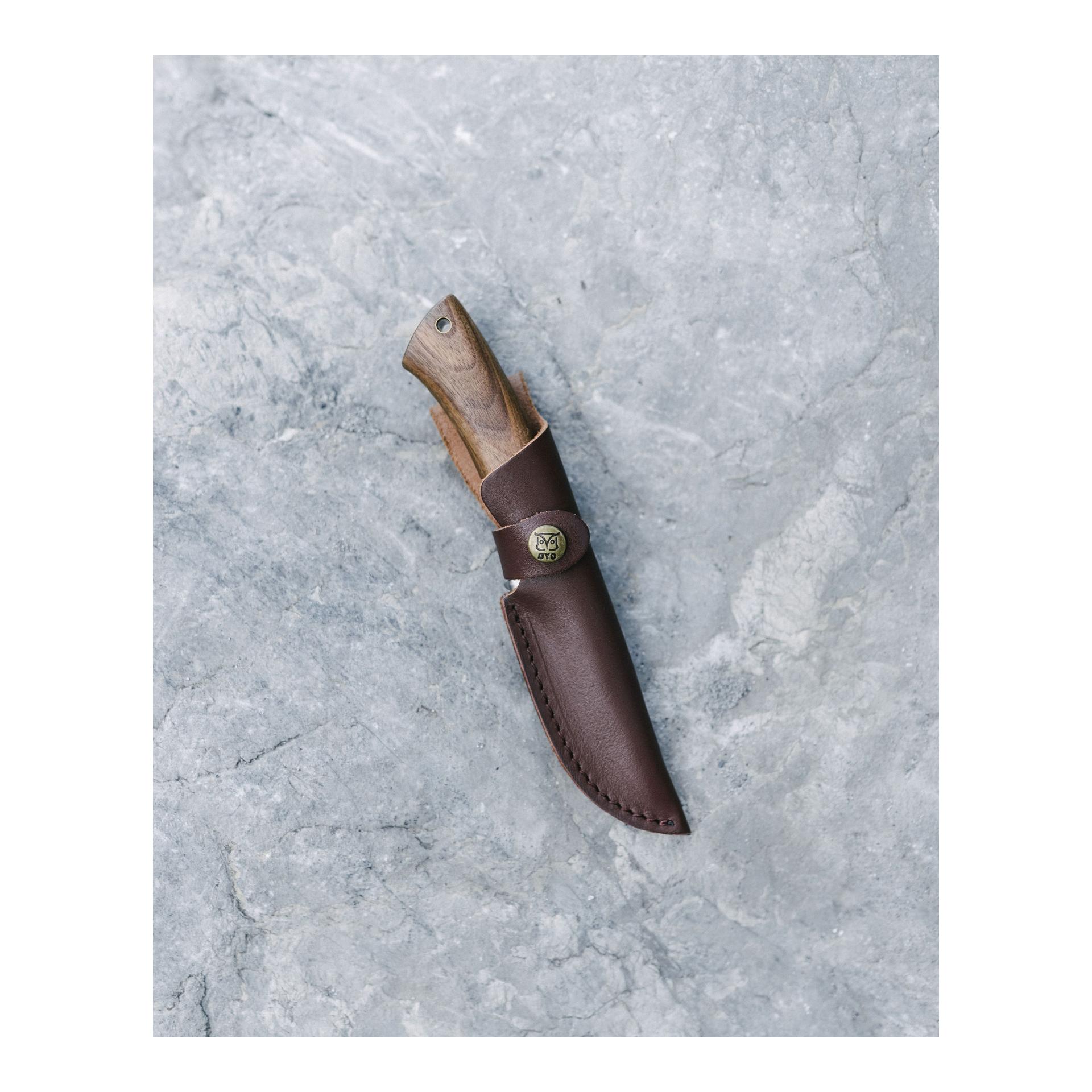 HALLINGSKARVET -  Couteau de chasse/de plein air avec étui de protection en cuir