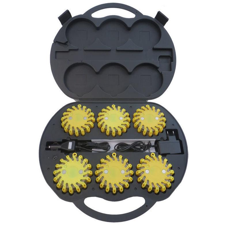 Event Artikel - LED Blitzer / Warnleuchte - Gelb - Koffer 6x Akku