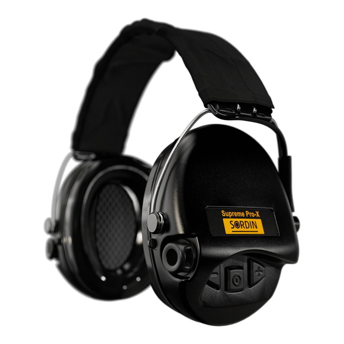 Supreme Pro X mit schwarzem Kopfband und schwarzen Cups, mit Schaumkissen