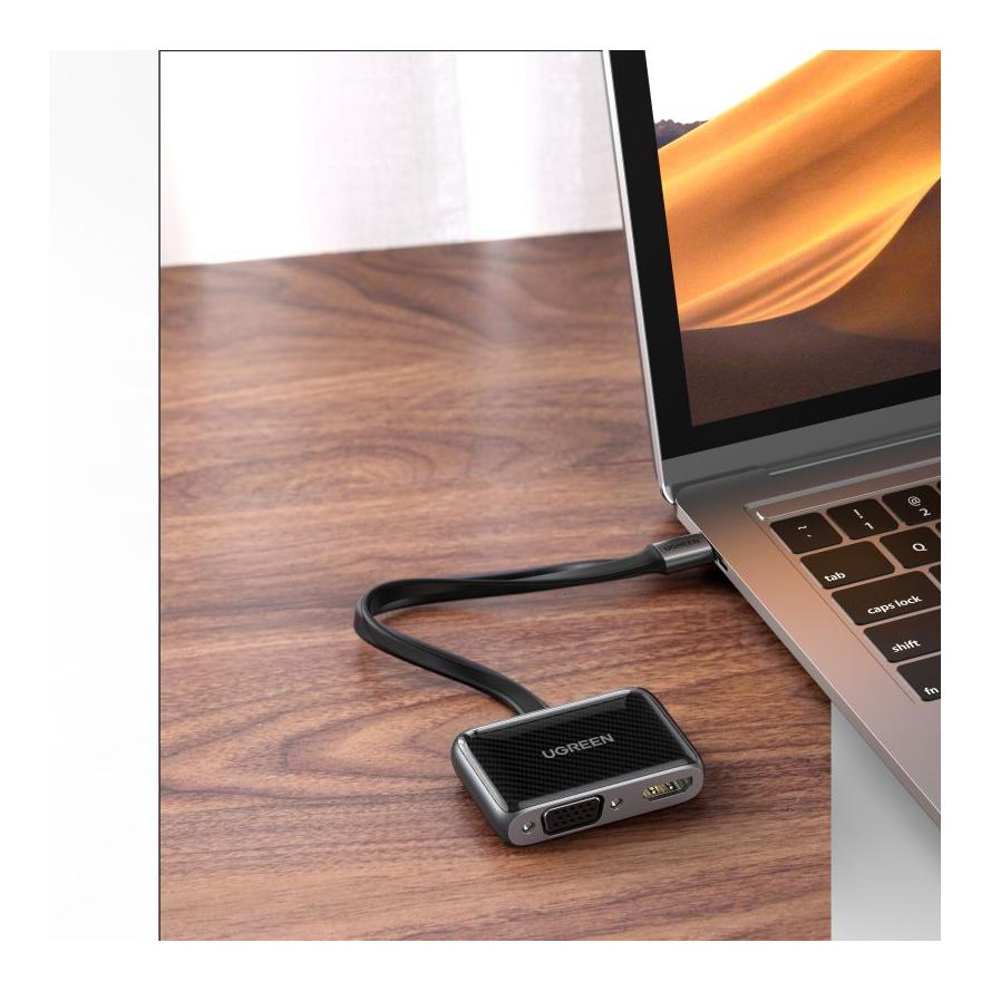 USB-C zu HDMI + VGA Adapter - Schwarz