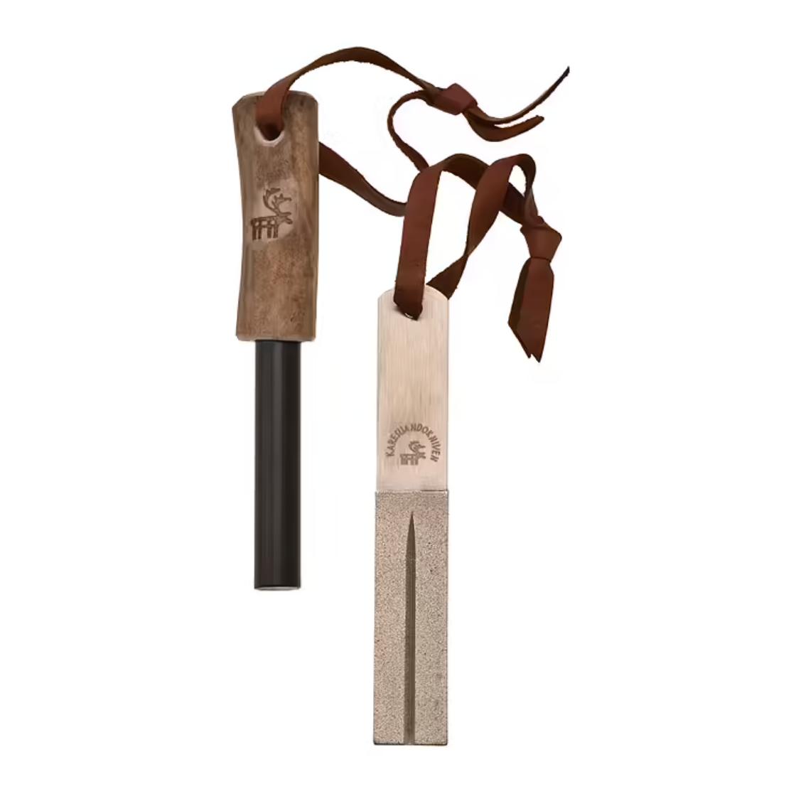 Survival  - Jagdmesser mit Diamantschleifstein, Feuerstahl und Lederscheide