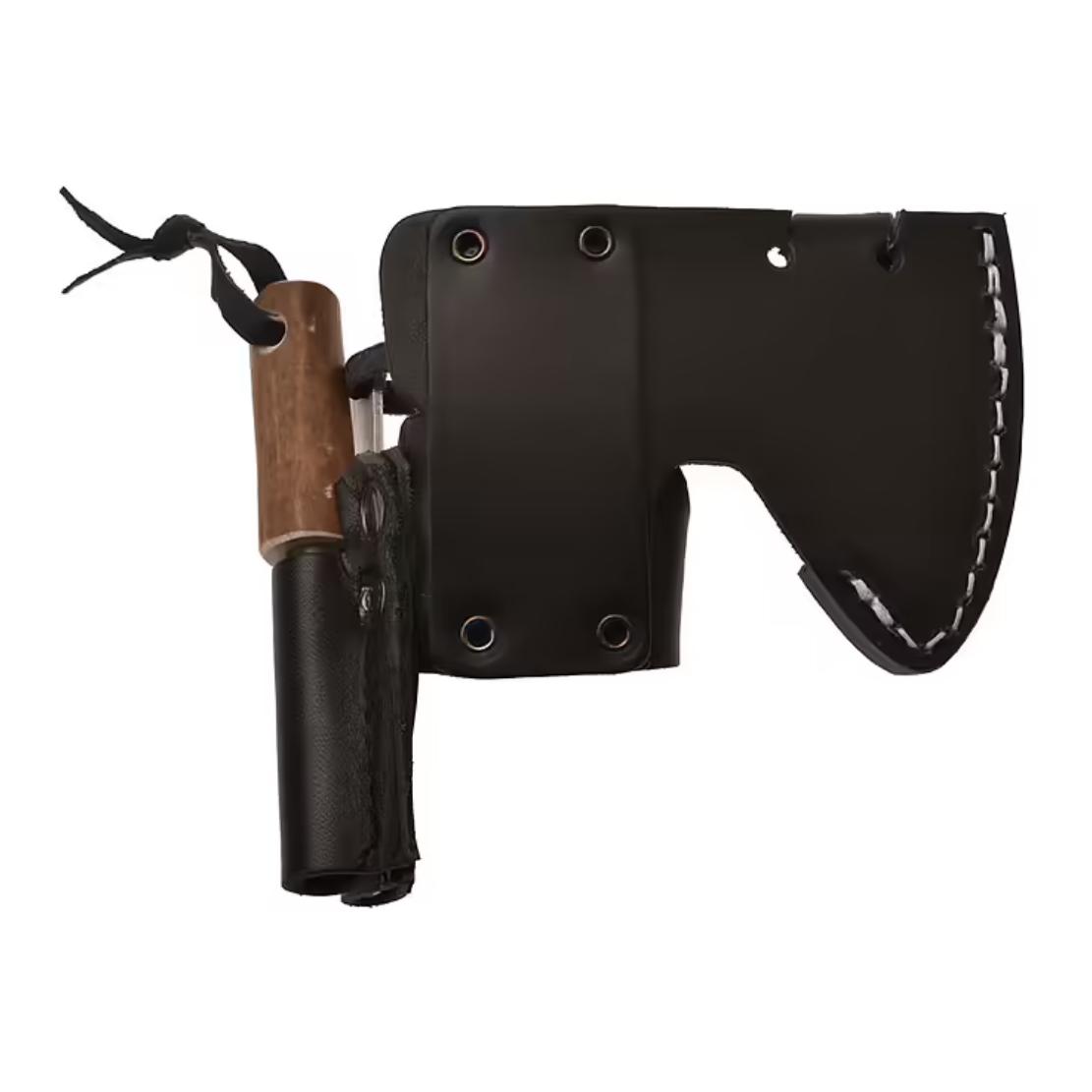 Metsämies Hätä - High Carbon - Bushcraft Axt mit Diamantschleifstein, Feuerstahl und Lederscheide