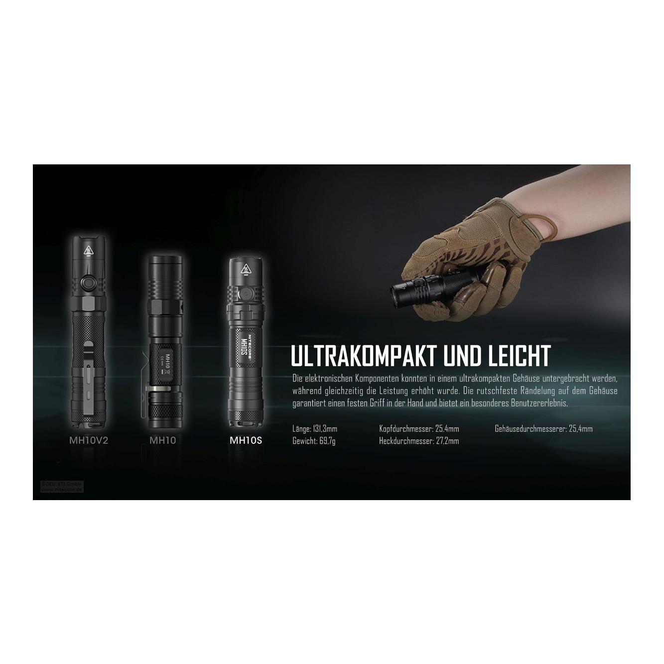 MH10S Taschenlampe inkl. Akku - 1800 Lumen