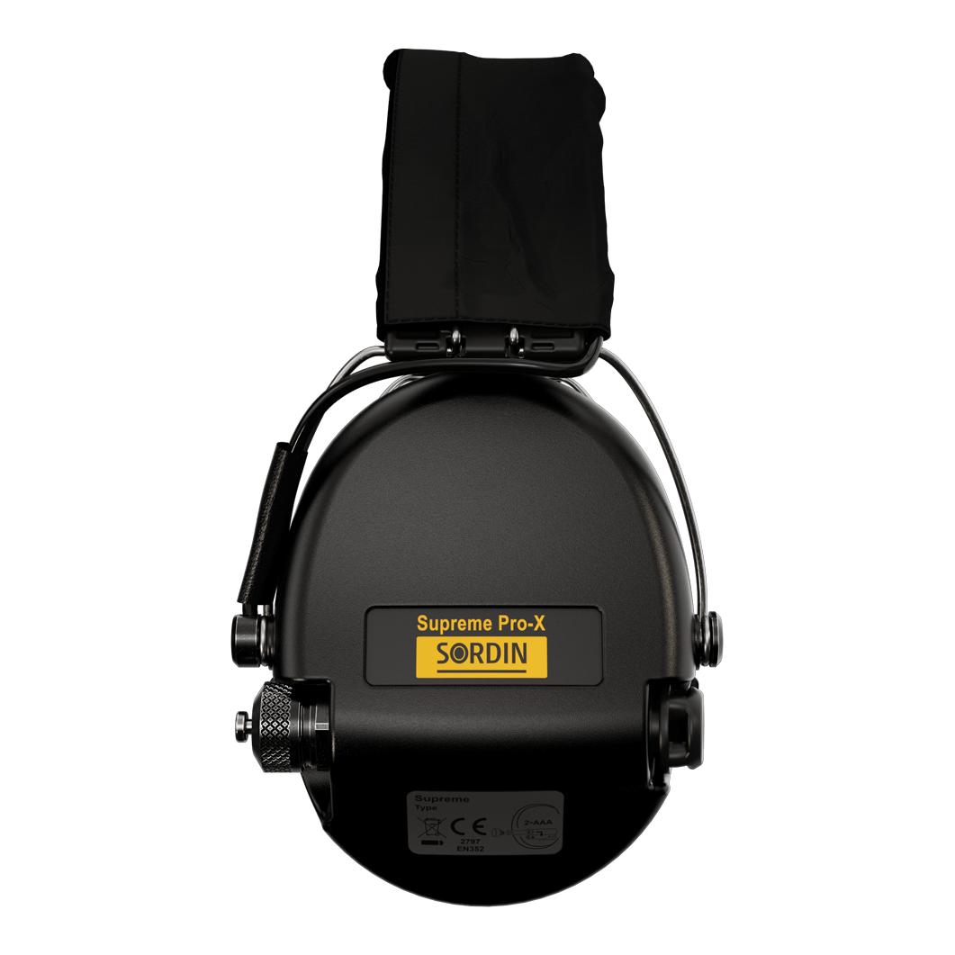 Supreme Pro X mit schwarzem Kopfband und schwarzen Cups, mit Schaumkissen