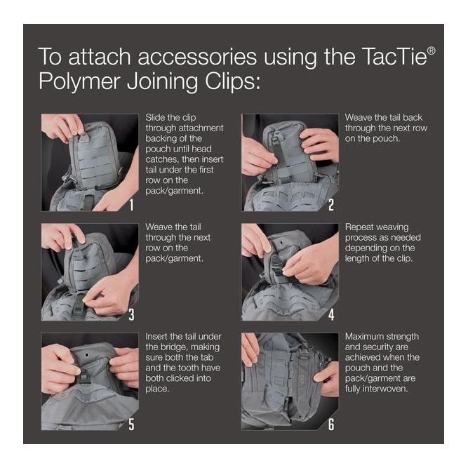 TacTie PJC5 Befestigungsband (6er Pack) - Schwarz