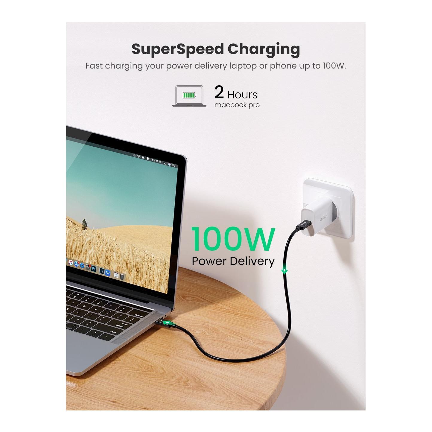Thunderbolt 3 USB-C Kabel (40 Gbps, 100 Watt, 5A) - Schwarz