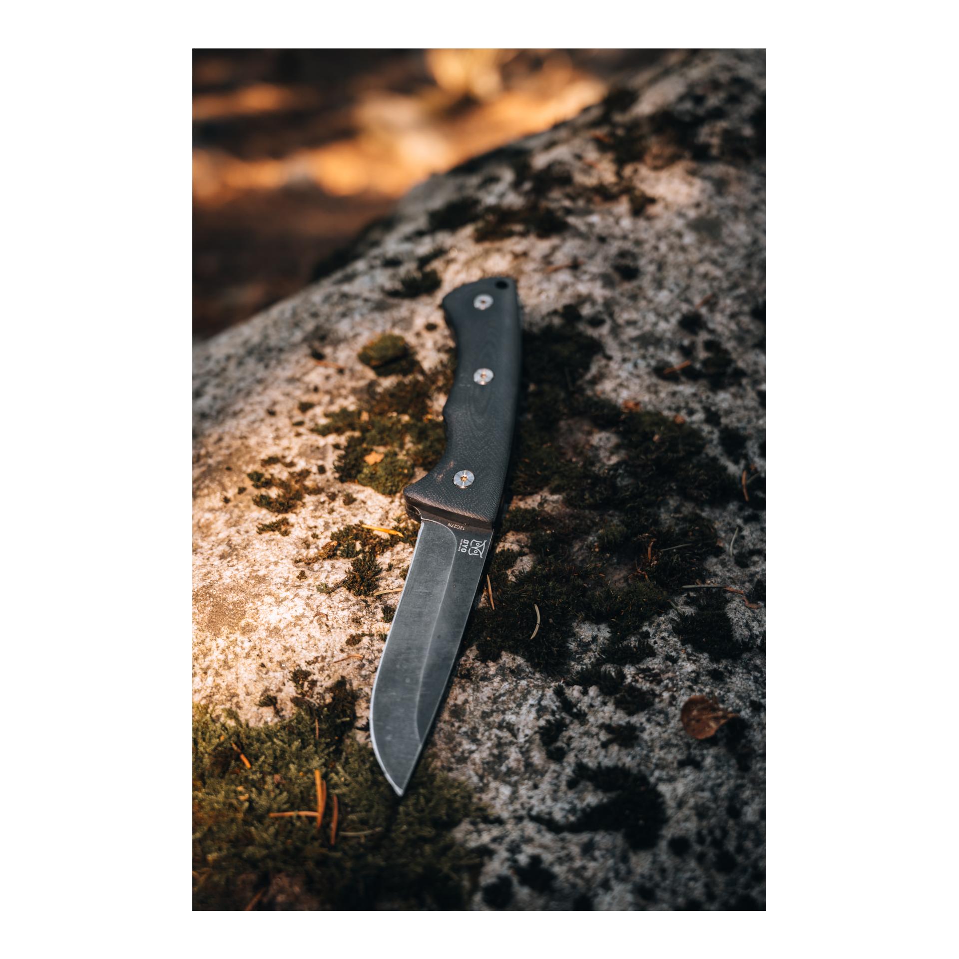 FALKETIND - Couteau de chasse/de plein air avec étui de protection en cuir (full tang)