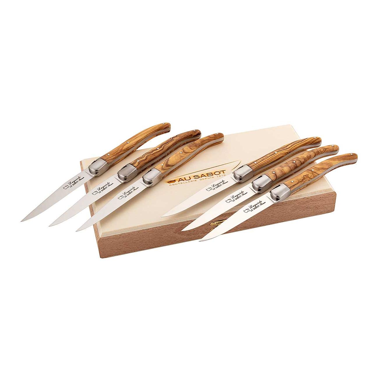 Jeu de couteaux à steak - bois d'olivier