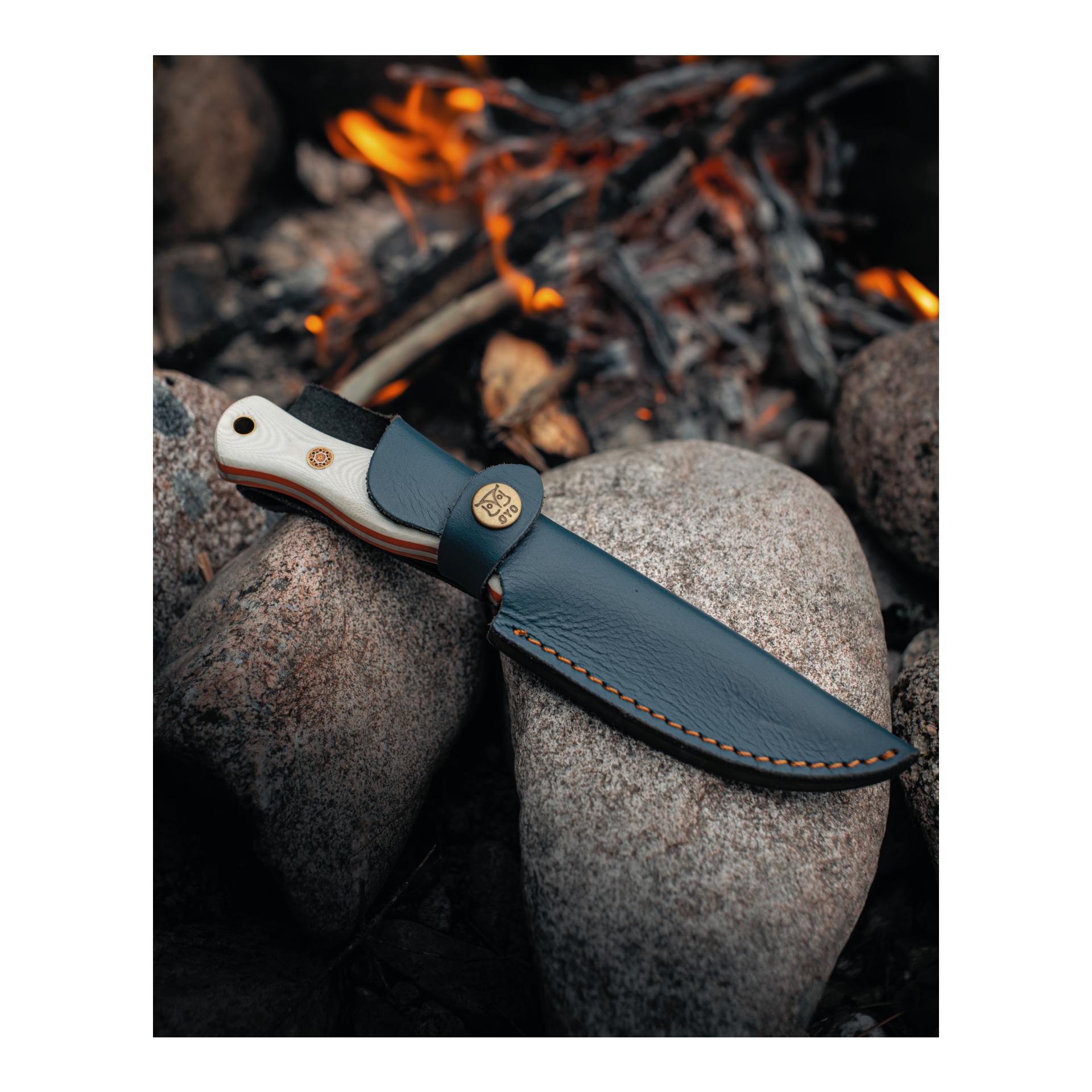 SVALBARD - Couteau de chasse/de plein air avec étui de protection en cuir (full tang)