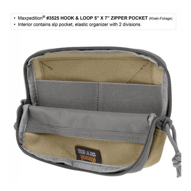 Hook & Loop 12.5cm x 17.5cm Zipper Pocket - Khaki / Foliage