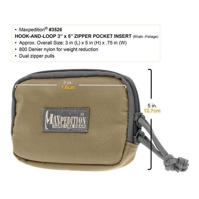 Maxpedition Hook & Loop 7.5cm x 12.5cm Zipper Pocket Khaki / Foliage