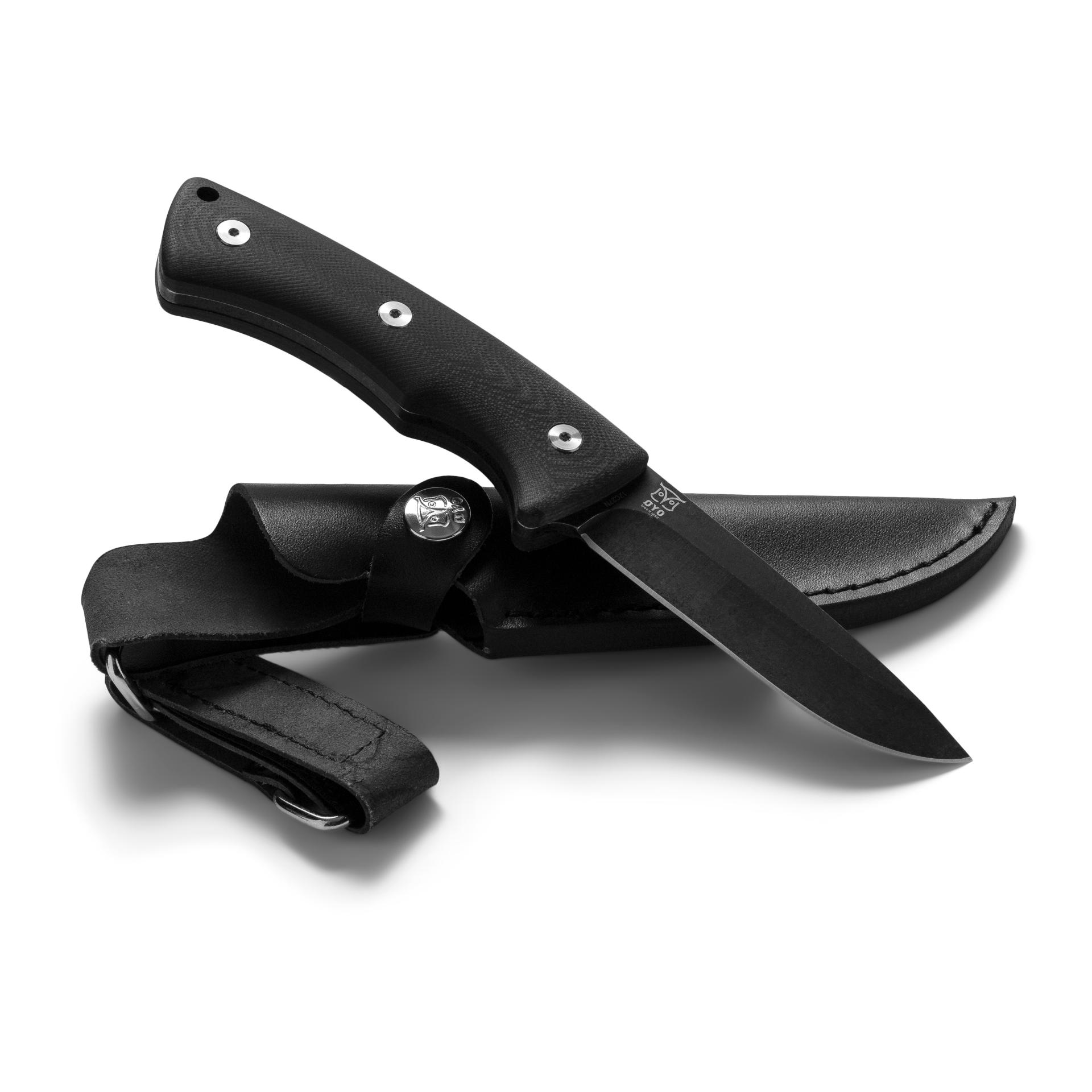 FALKETIND - Couteau de chasse/de plein air avec étui de protection en cuir (full tang)