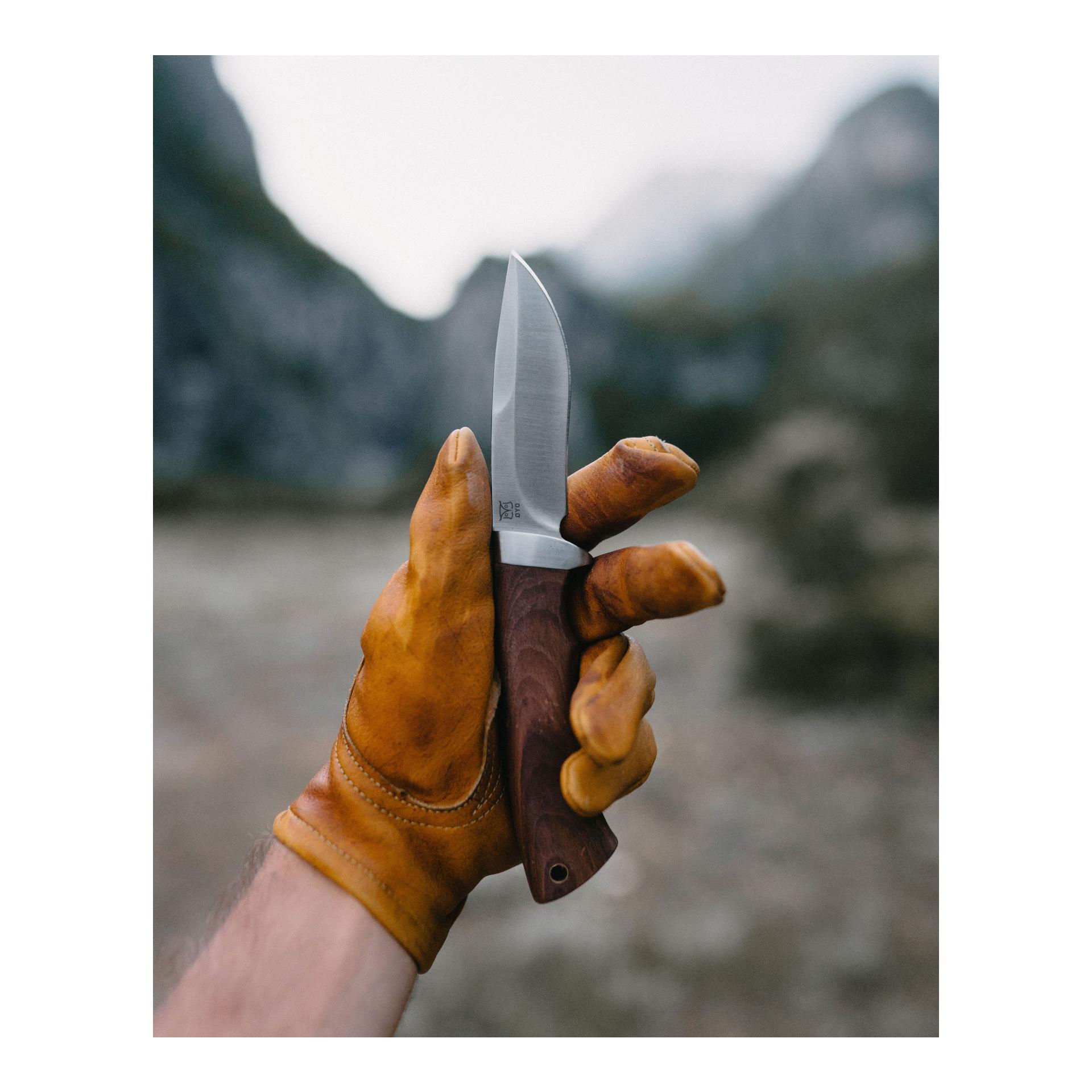 HALLINGSKARVET -  Couteau de chasse/de plein air avec étui de protection en cuir