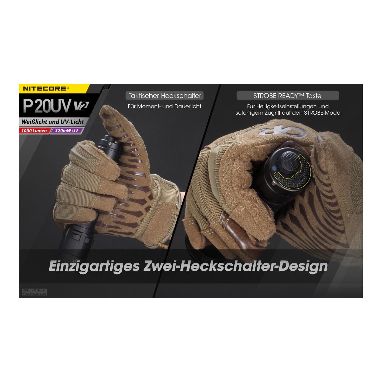 P20 V2+ UV-Licht Taschenlampe - 1000 Lumen