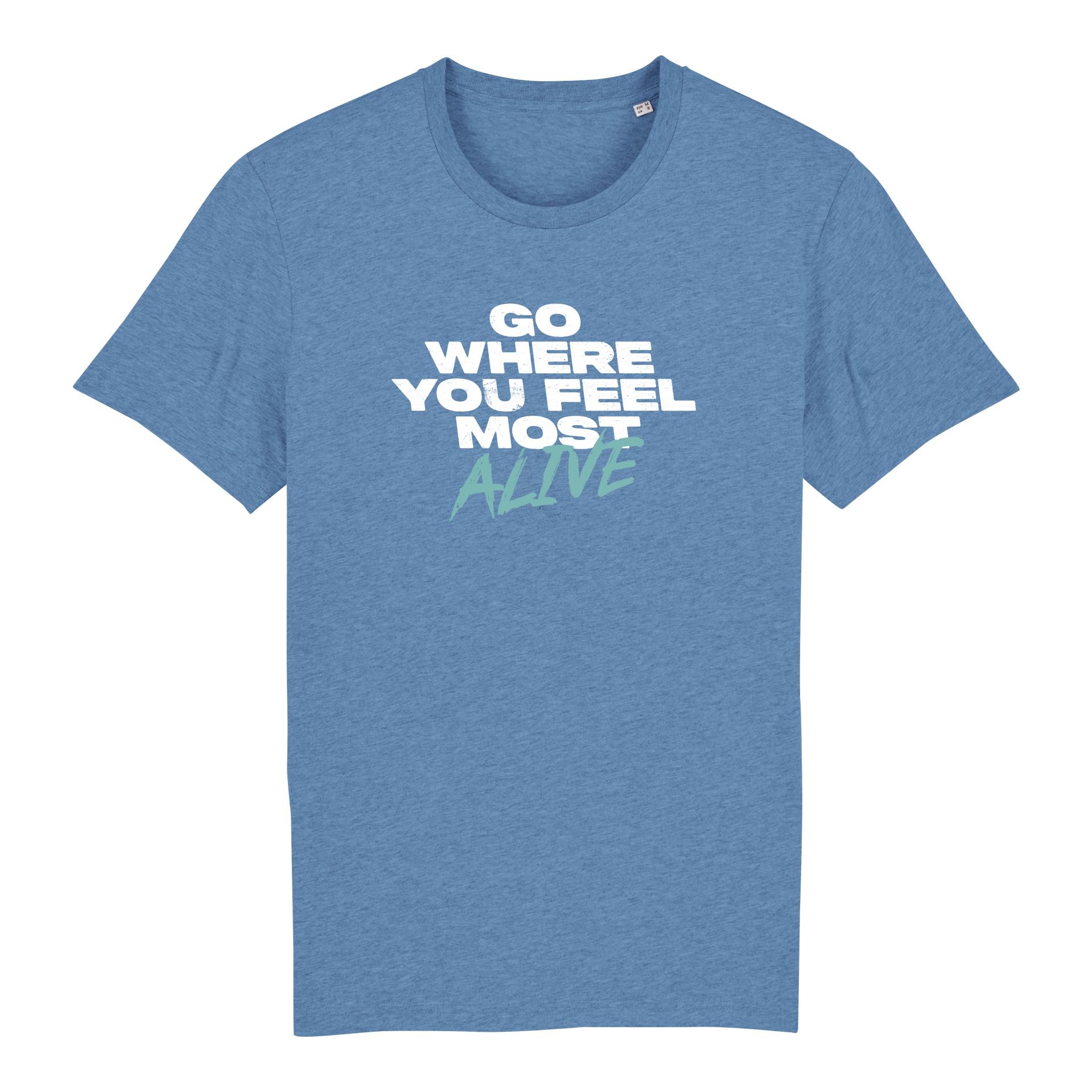 orsino Bio T-Shirt - Go where you feel most alive - Mid Heather Blue -