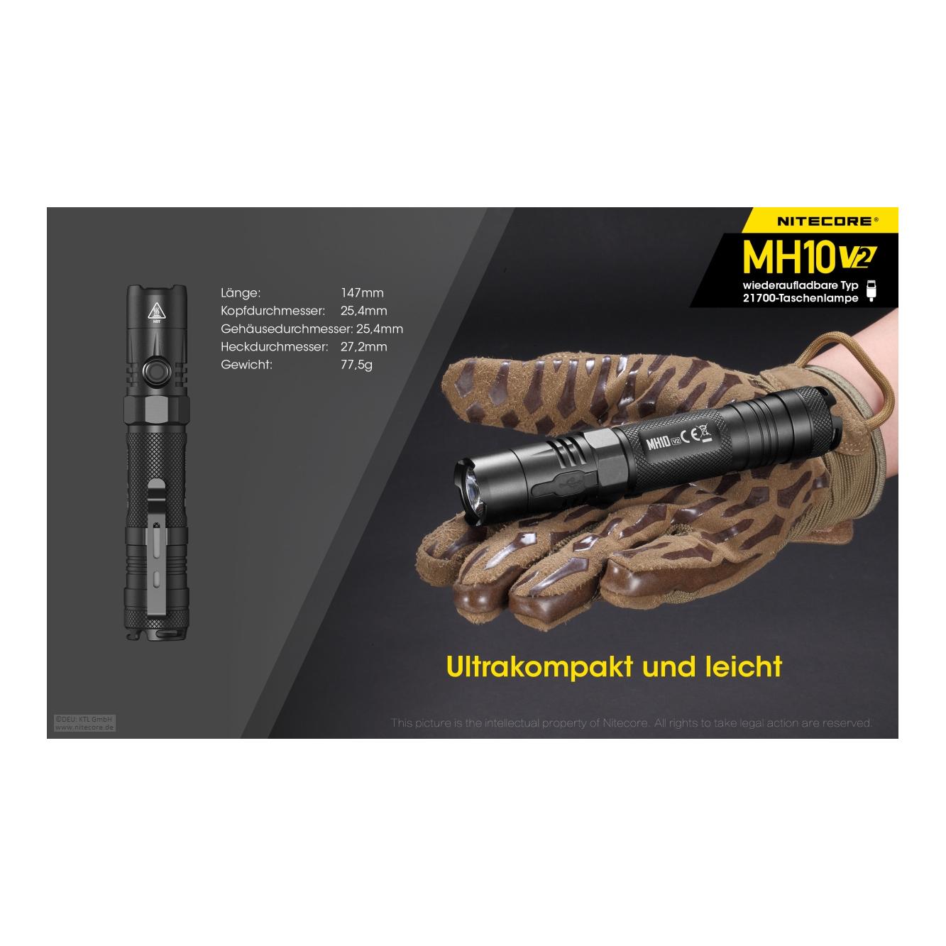 MH10 V2 Taschenlampe 1200 Lumen