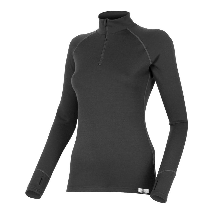 Lasting LAURA Frauen Merino 1/4 Zip Sweatshirt, 260gr - schwarz