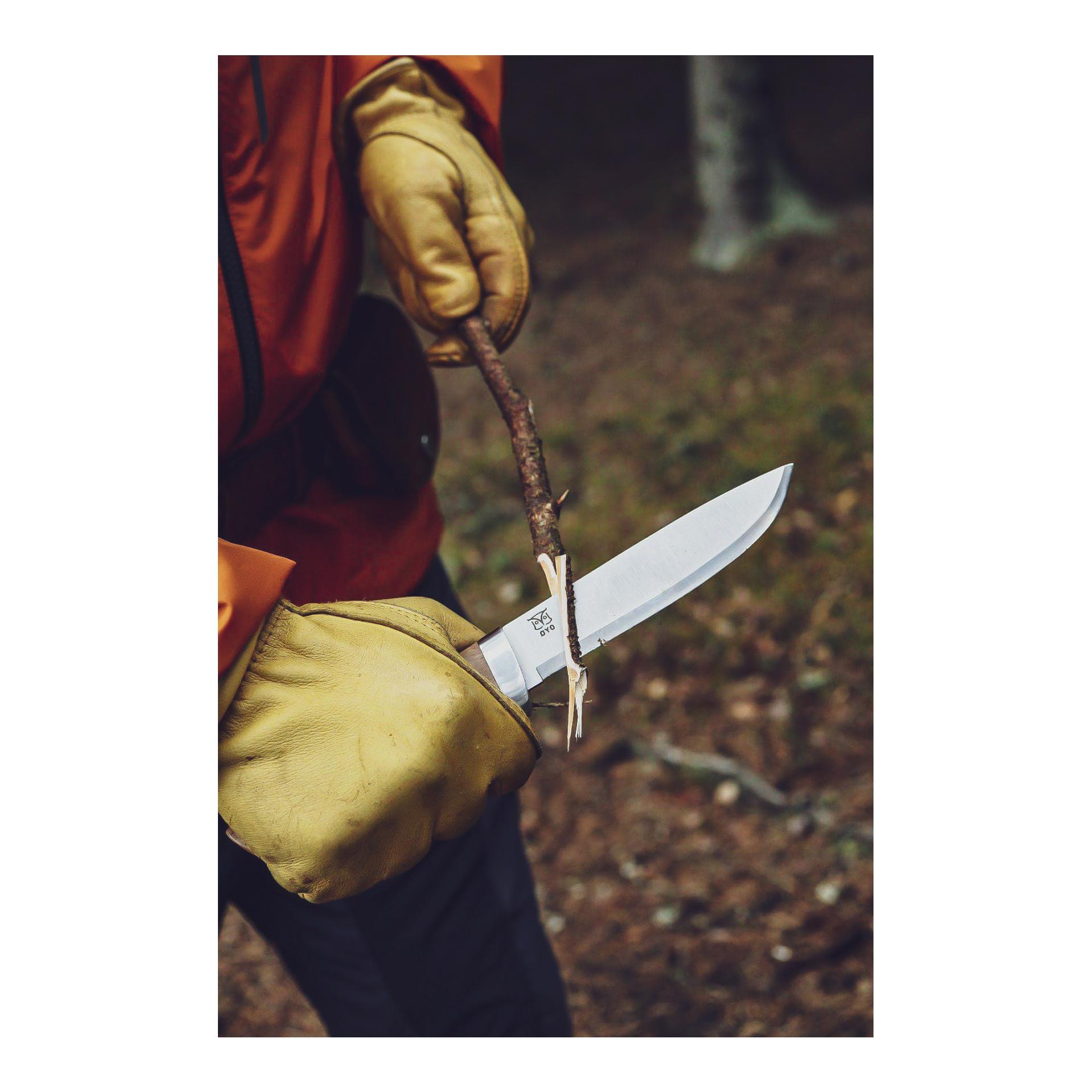 RONDANE - Couteau de chasse/de plein air avec étui de protection en cuir